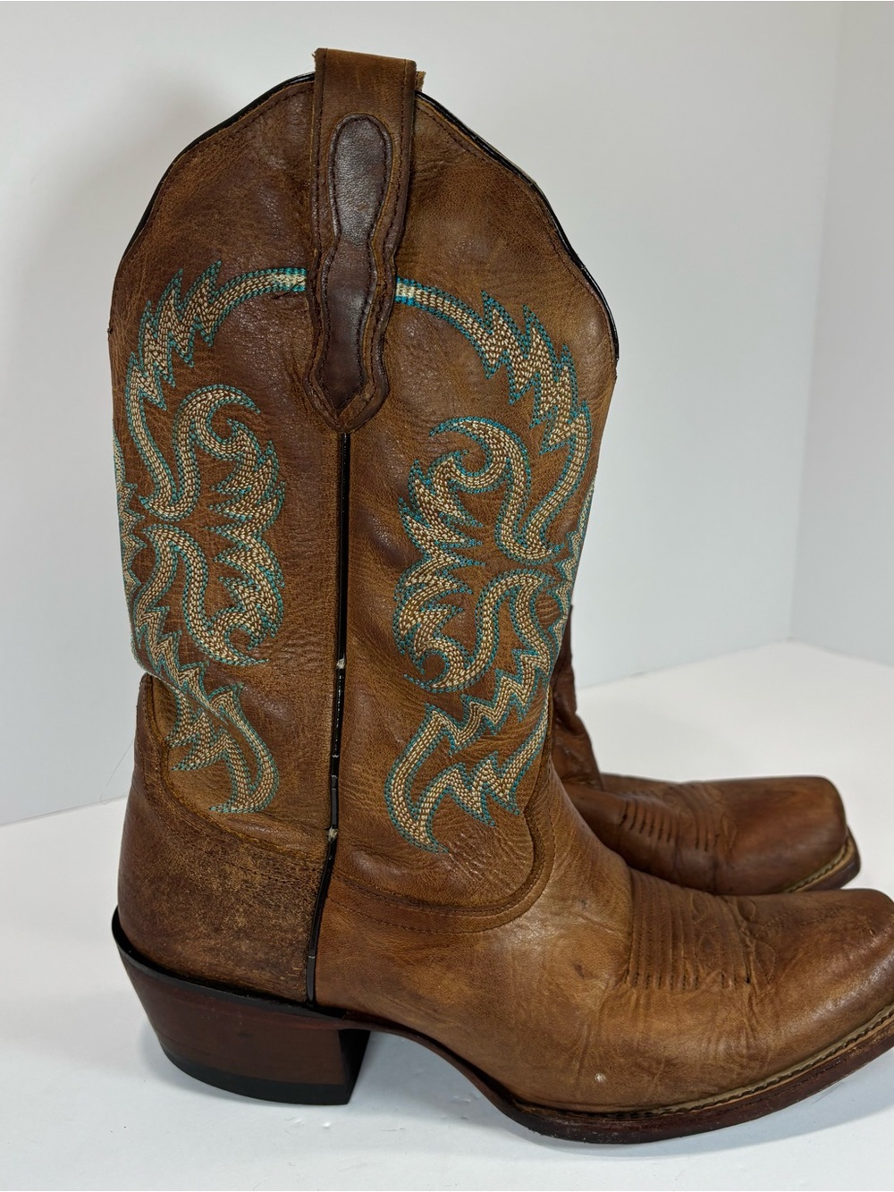 Nocona Boots Bluebonnet Brown Leather Western Blue Womens Size 8 B Style 5009